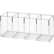 Accessorio da scrivania: organizer per cassetti, contenitore in plastica trasparente a 4 scomparti per trucchi e accessori di bellezza, cubo in