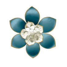 Sculpture murale florale en métal 3D, objet artisanal en métal peint à la main pour la décoration intérieure et extérieure, style rustique et