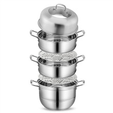 4Layer Steamer / Soup Pot, 304 Stainless Steel Steamer for Commercial / Household, for Gas Stove/Induction Hob (One Colour 32 cm One colour 32cm