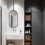 Black Hanging Oval Vanity Mirror with ExplosionProof Glass, Ceiling Mounted, 40x60cm Adjustable 1