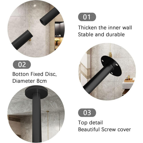 Black Hanging Oval Vanity Mirror with ExplosionProof Glass, Ceiling Mounted, 40x60cm Adjustable 2
