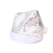 Cappello di Babbo Natale scintillante e luccicante, polsino in pelliccia sintetica bianca extra spesso, cappello di Babbo Natale natalizio con