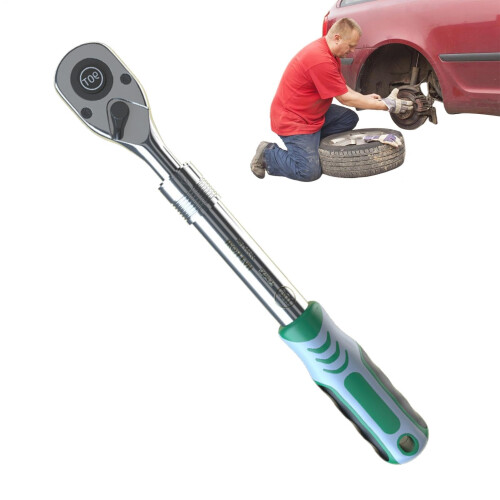 Extendable Ratchet Wrench 1/2 Inch with Quick Release, Adjustable 450mm Socket Wrench for Car
