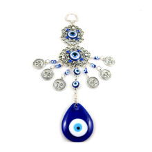 Blauw boze oog, decoratieve talisman voor huis- en kantoordecoratie, metalen frame met glas zorgt voor duurzaamheid en elegantie, ideale