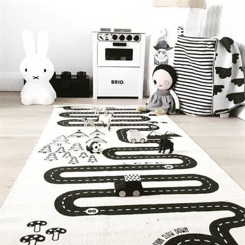 Tapis d'éveil pour bébé, circuit de voitures de course, 70 x 175 cm