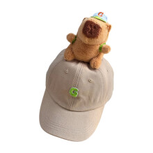 Chapeau Capybara en peluche 3D, chapeau de Baseball-Enfant kaki