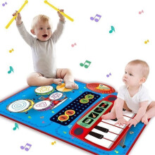 Tapis de jeu musical pour enfants de 1 à 5 ans, tapis de piano 2 en 1 avec sons de piano et de batterie