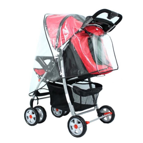Housse de pluie transparente pour poussette avec fermeture éclair, compatible avec les poussettes standard. 2