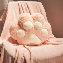 Cat Paw Plush Pillow and Blanket Set with Hand Warmer for Travel, Camping, Car, Home Office Pink