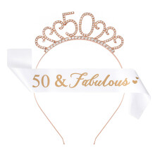 Design original, accesorii pentru petrecere de ziua de naștere cu diademă cu strasuri, set de 50 de eșarfe fabuloase și coroană de prințesă,
