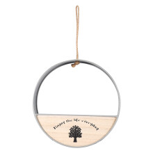 Stylish Hanging Iron Planter, Lifelike Artificial Succulent In Galvanized Metal With Perforated Accents For Indoor Outdoor Display, Functional Piece F