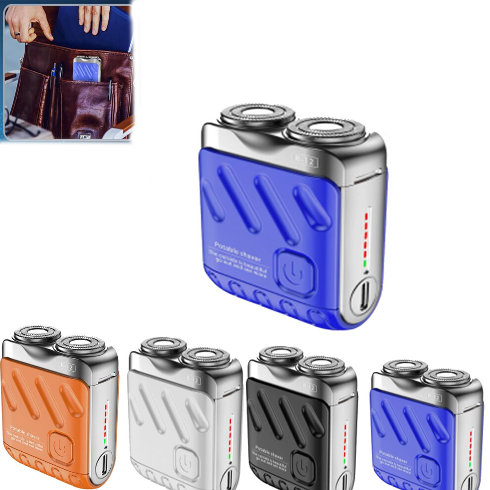 Blue Electric Shaver Doublehead Rotary Razor With Speed Motor Ipx7 Waterproof Usb Charging