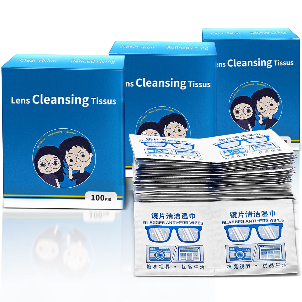 Lens Cleaning Wipes 300 Pack Alcohol Streak Glasses Cleaner Individually Wrapped