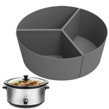 Silicone Slow Cooker Divider, 3Way Liner Separator, Reusable Lining, Round and Oval, Grey