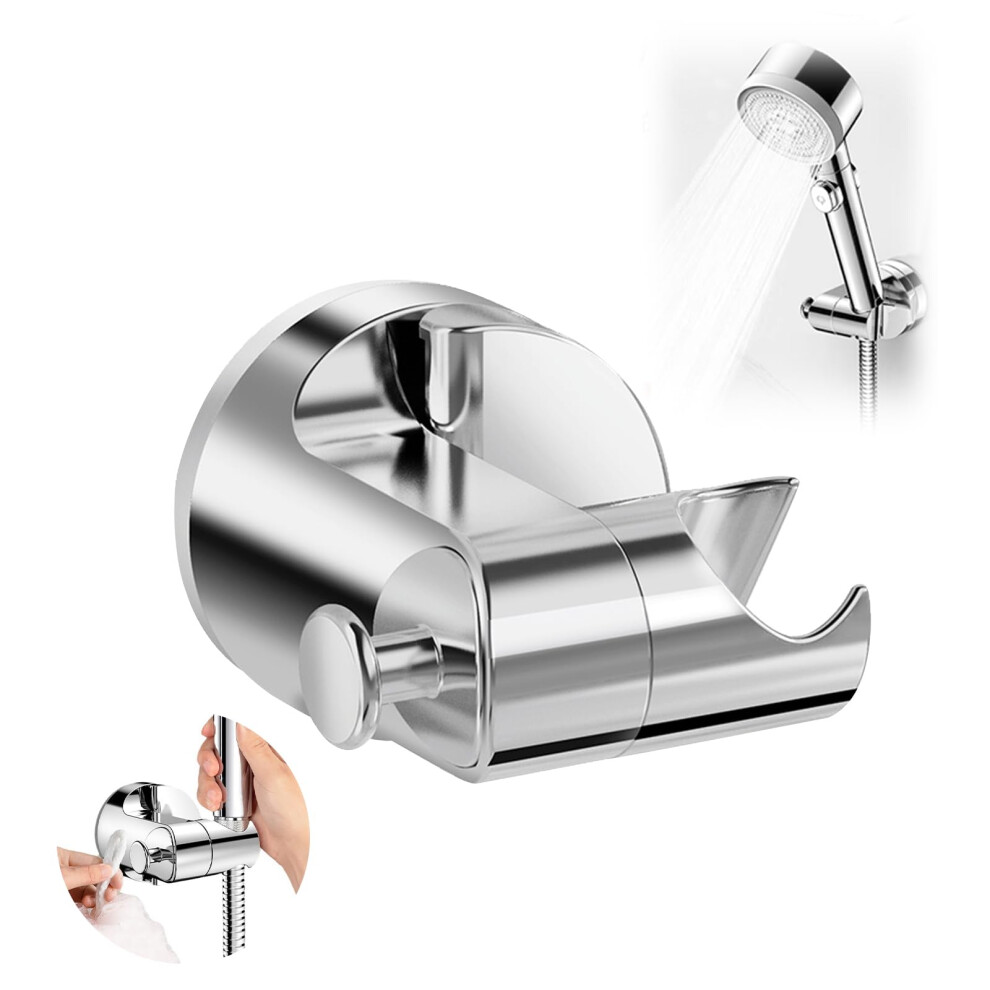 Adjustable Suction Cup Shower Head Holder With Hooks, 360 Rotation, Drill Wall Mount Silver 9119770563040