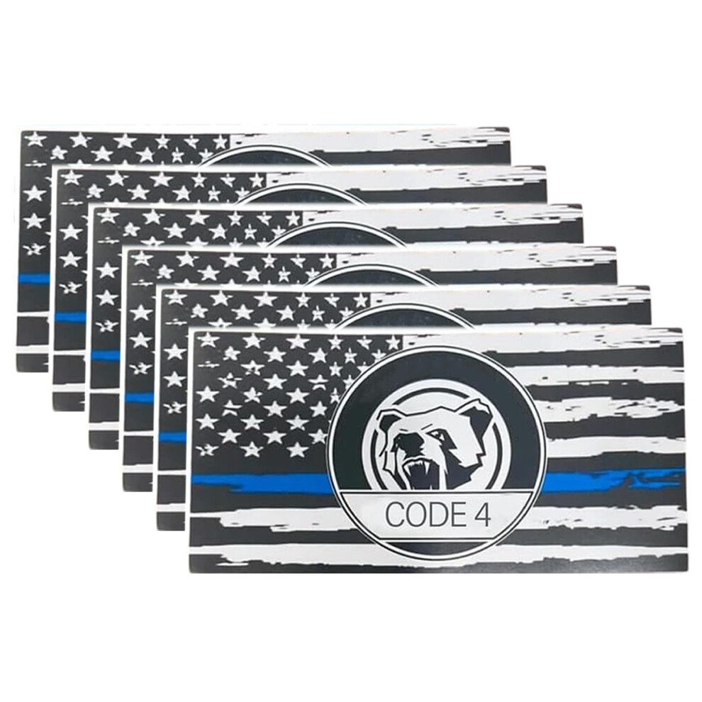 6Pcs Thin Line Flag Sticker, Police Support American Flag Vinyl Decals For Cars Trucks Laptop Blue 9119770564078