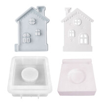 Concrete Candle Holder Resins Molds Castle House-Style B 3