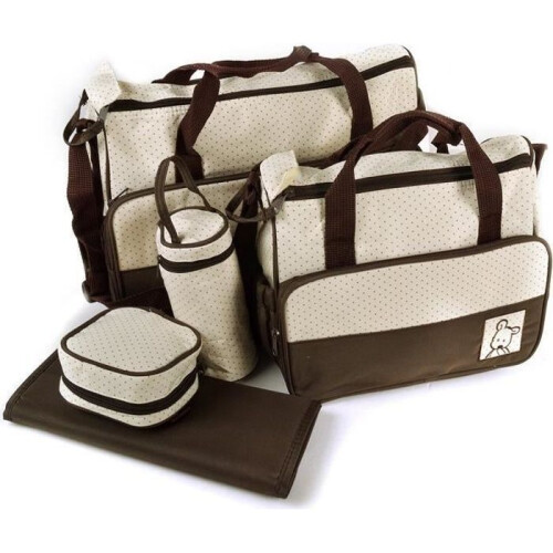 Ensemble de 5 sacs à langer maman et bébé - Marron