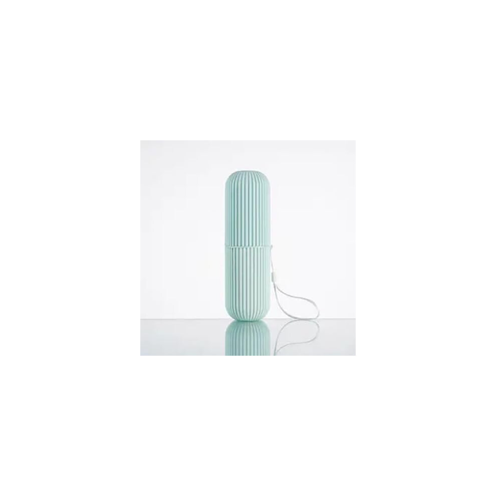 Travel Toothbrush Case with Dual Compartment Storage and Lanyard Strap for Toothpaste  Green