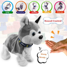 Chien robot en peluche électronique interactif avec capteur sonore et tactile, aboiement et promenade, cadeau d'anniversaire pour enfants
