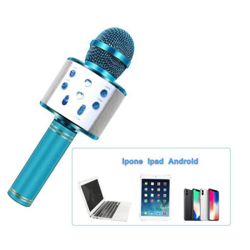 Microphone Bluetooth sans fil - Enceinte karaoké portable - Bleu 2