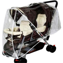 Housse de pluie universelle pour poussette double - Transparente et résistante au vent - avec pinces de fixation
