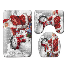 Badmat onderdeel van kerstdouchegordijnset, antislip badkamermat met toiletbrilhoes voor de feestdagen, machinewasbaar, premium polyester,