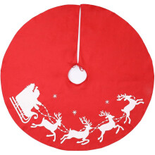 Decoratieve kerstboomrok, feestelijke sfeer, eenvoudig te installeren, naadloos ontwerp met rendierprint en bevestigingsbanden voor de kerstperiode.