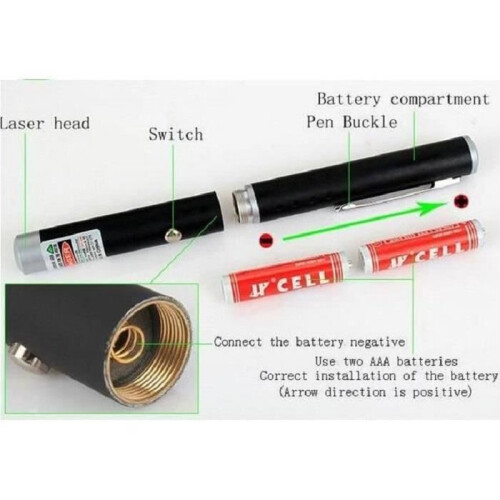 Pointeur laser - Marque inconnue - Pointeur vert - Technologie DPSSFD - Piles AAA 2