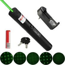 Pointeur laser vert puissant + batterie 303 + chargeur + clés, point de combustion de 532 nm