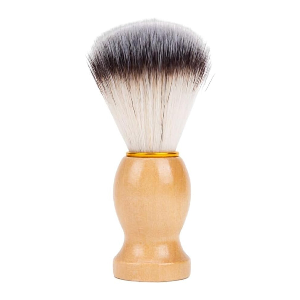 Men's Solid Wood Shaving Brush with Ergonomic Handle for Rich Foam and Beard Grooming