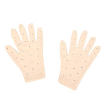 1 Pair Figure Skating Wrist Gloves Breathable Sun Protection Mittens Crystal Rhinestone Decoration For Performance Test Show Dance