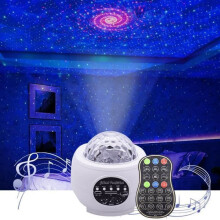 Lampe de projection LED veilleuse projecteur ciel étoilé coloré USB Bluetooth lecteur de musique à commande vocale