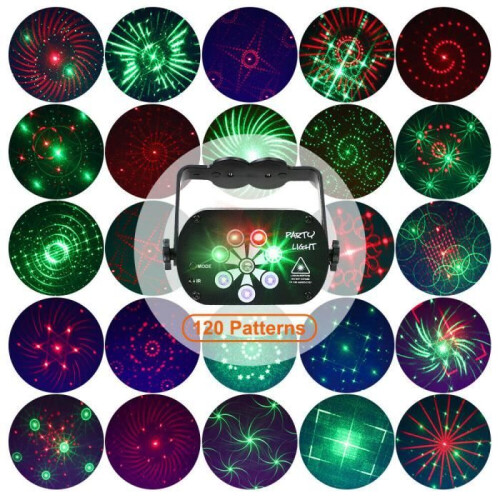 Mini projecteur laser 8 trous, 120 images, télécommande R&G, USB 2