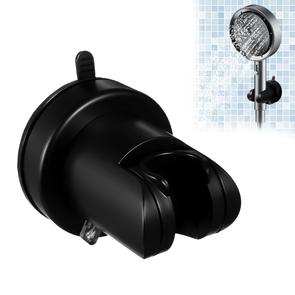 Adjustable Black Suction Cup Shower Head Holder 360 Rotatable Wall Mounted For Bathroom 9001264762384