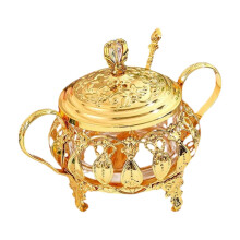 Sugar bowl with lid and spoon, sugar container, canister vintage spice head spice jar storage jar for home party kitchen