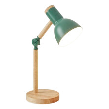 Nordic Style Table Lamp For Childrens Room, Eye Protection Reading Lamp with Adjustable Wooden Arm and High-quality Rubber Wood Base, Portable Foldabl