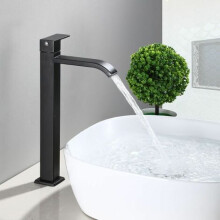 Baterie de baie neagră mat, oțel inoxidabil fără plumb pentru siguranță și durabilitate, cartuș ceramic care reduce scurgerile, testat timp