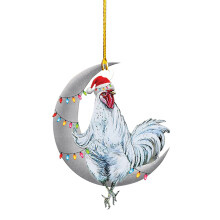 Ornamente suspendate pentru bradul de Crăciun, design fantezist cu pui și accent de eșarfă, decorațiuni suspendate pentru sărbători, case