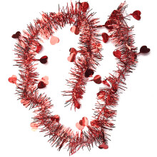 Decorazione romantica da appendere per San Valentino, ghirlanda spessa e lunga, ghirlanda di San Valentino a forma di cuore super scintillante con