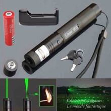 Pointeur laser vert - G303 - 532 nm - Portée de 16 km - Rechargeable - Interrupteur momentané