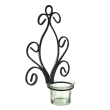 Wall Candle Sconces with Glass Tea Light Holders, Rustic Black Iron Home and Wedding Decor