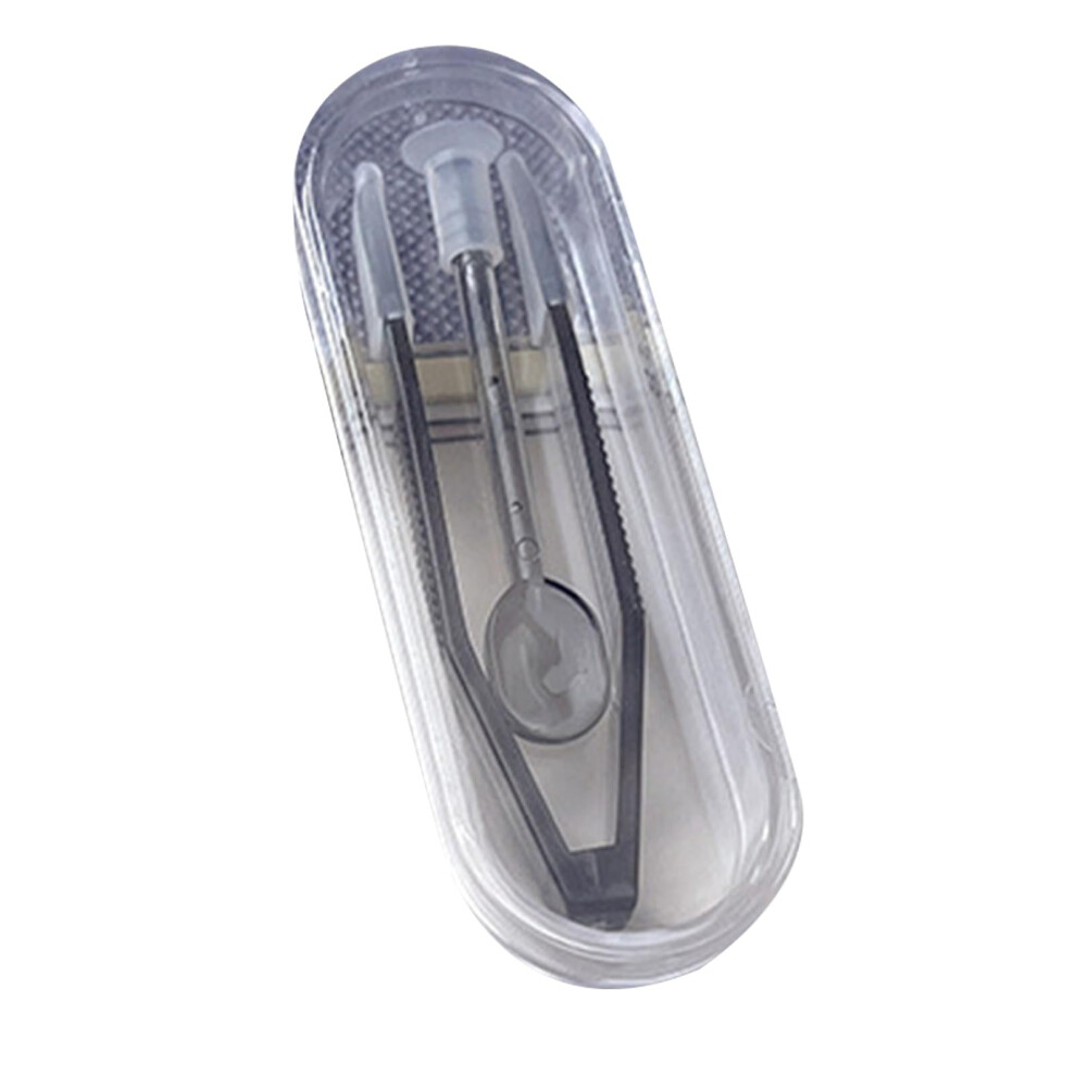 Black Contact Lens Tool Set With Ergonomic Inserter And Soft Tip Tweezers For Travel And Home Use