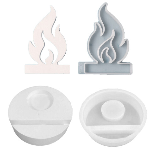 Candlesticks Resins Molds Heart Clay Molds Flame-flame 1 B