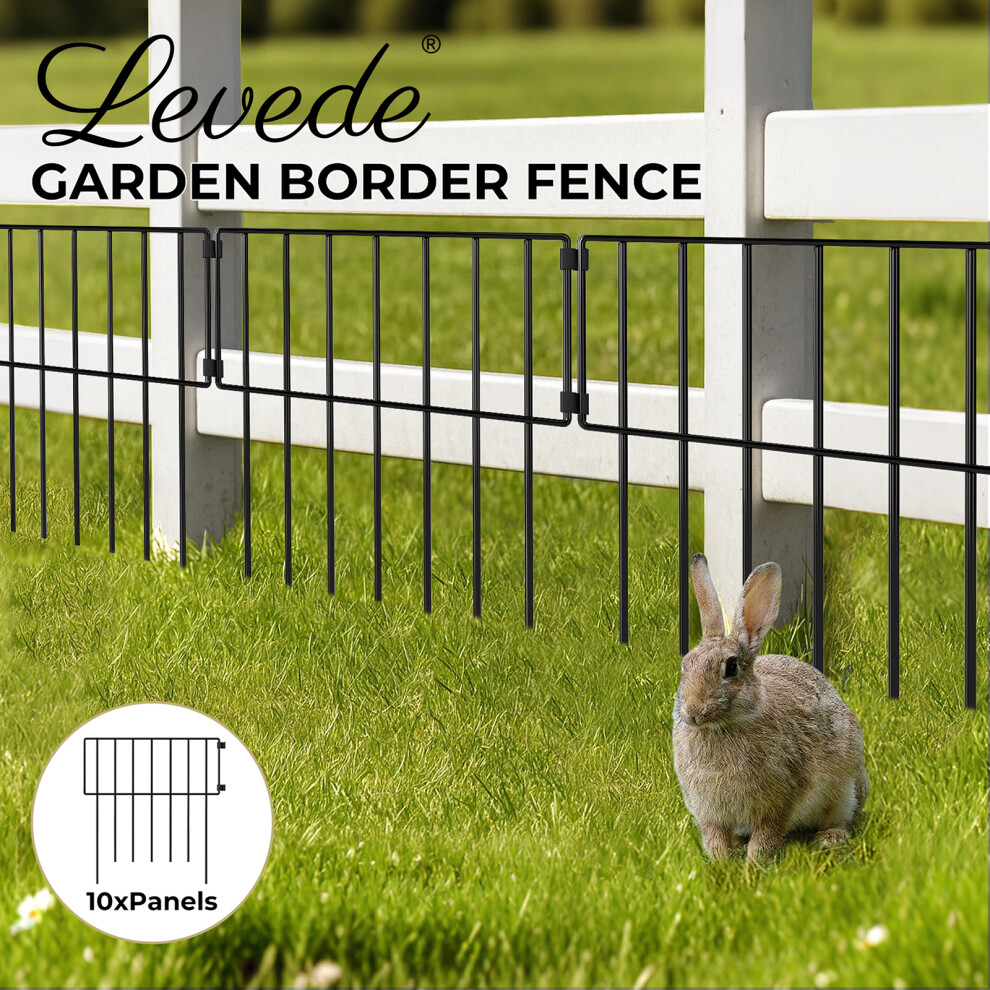 Levede 10 Pack Animal Barrier Outdoor Pet Border Metal Decorative Garden Fence