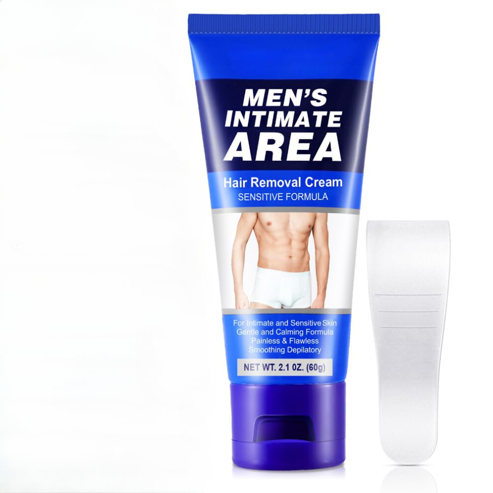 Men's Hair Removal Cream Painless Sensitive Skin Formula for Chest Legs Underarms 2.1oz