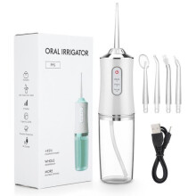 Hydropulseur buccal AIHONTAI - Jet d'eau portable rechargeable par USB - 5 embouts - Étanche - Idéal pour les voyages