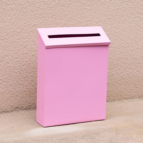 Wall Mounted Metal Mailbox Pink, Decorative Outdoor Iron Design with Ample Letter Storage