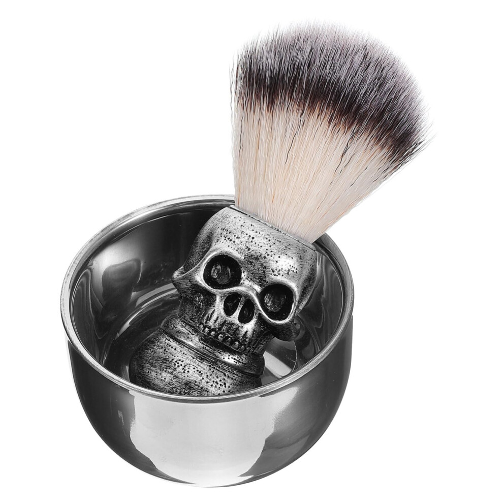 Cream Men's Shaving Brush With Bowl Ergonomic Fiber Bristles And Durable Foaming Bowl For Beard Care