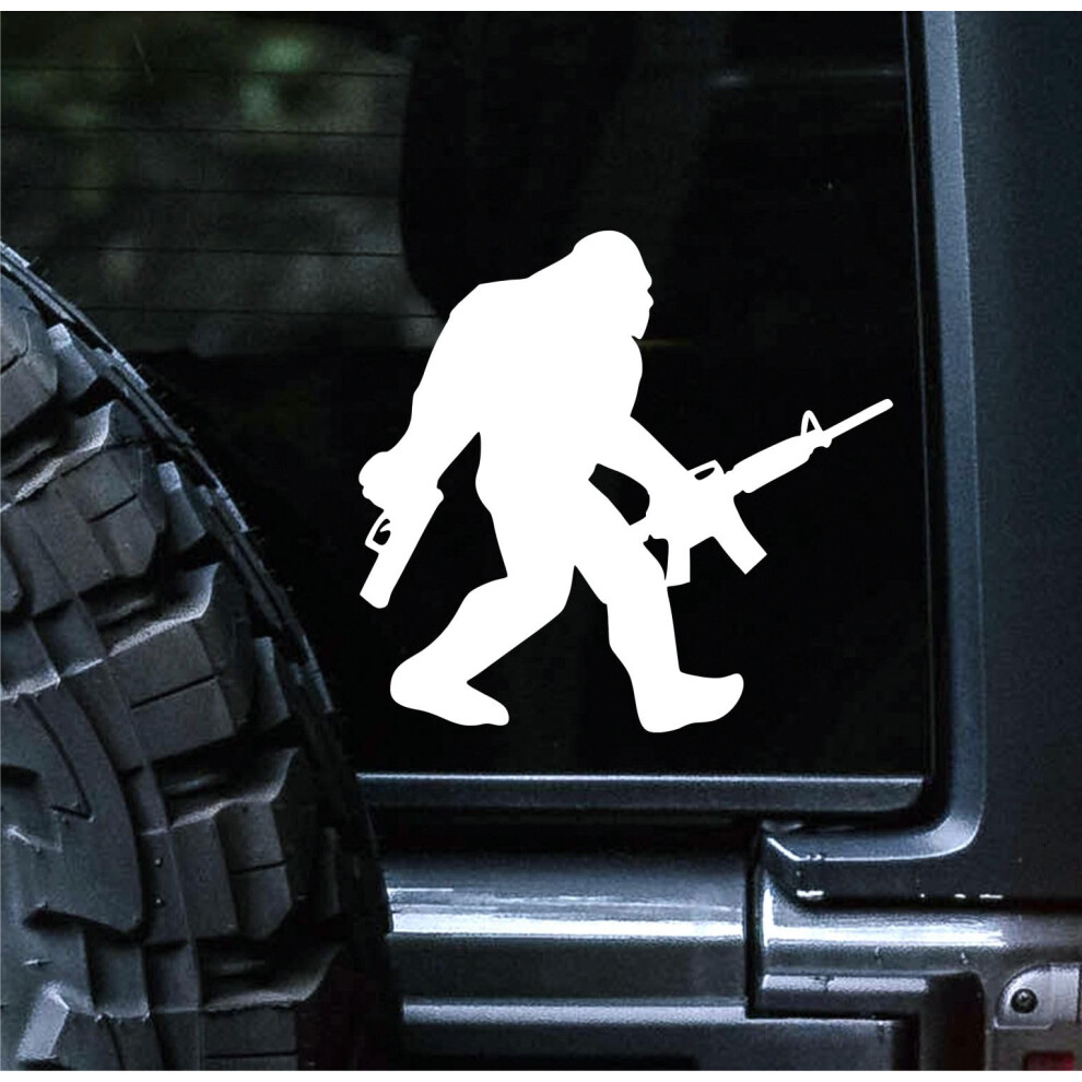 Bigfoot Car Decal Funny Sasquatch Vinyl Sticker Weatherproof Uv Resistant For Car Truck Laptop 6In White 9323874718026